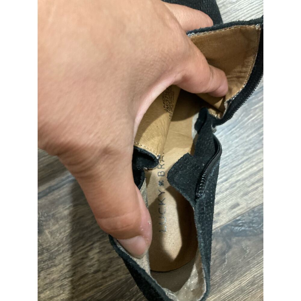 Lucky Brand Black Suede Booties with Zipper Size 7 - Picture 5 of 12